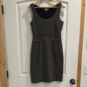Banana Republic Black and Gray Striped Mini Dress